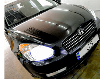 Установка led ламп Hyundai Accent 2007