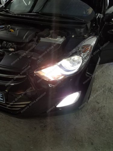 Hyundai Elantra 2012 установка светодиодных ламп