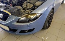 Seat Leon 2007 - полировка и оклейка фар бронепленкой