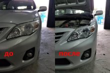 Полировка фар Toyota Corolla 2012 г.в.
