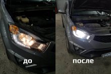 Установка LED ламп Ssang Yong Corando 2013