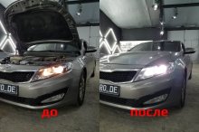 Встановлення led ламп на Kia Optima 2015 р.в.