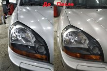 Полировка фар Hyundai Tucson 2005
