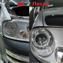 Установка LED линз Volkswagen Caddy 2007 г.в.